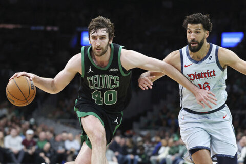 Celtics run away from undermanned Wizards 124-90 to win for 16th time in 18 games