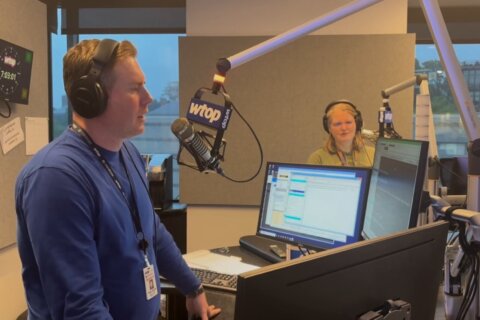 Michelle Basch and John Aaron in the studio